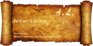 Anton Lőrinc névjegykártya